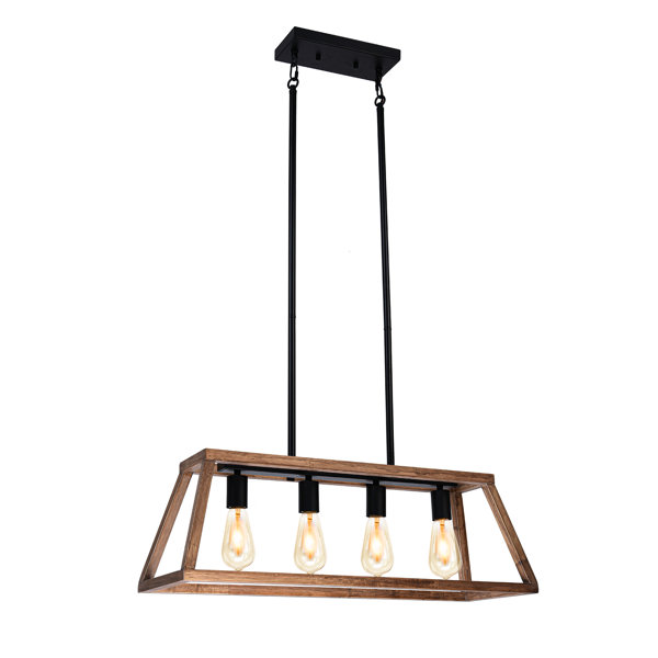 Gracie Oaks Elutheria 4 Light Black/Brown Kitchen Island Pendant